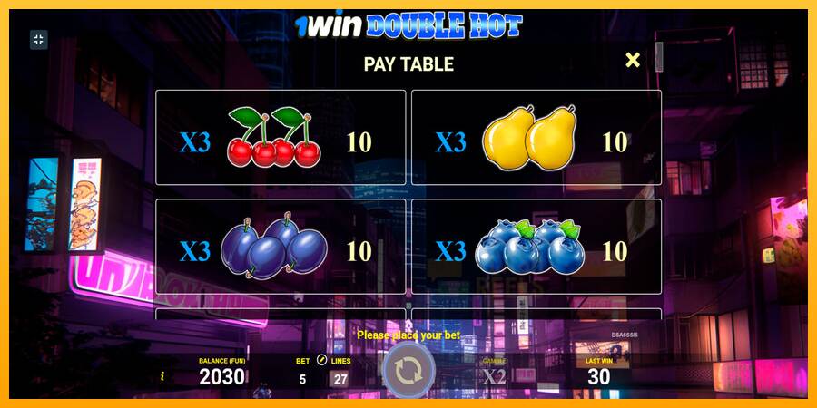 1win Double Hot macchina da gioco per soldi, immagine 6