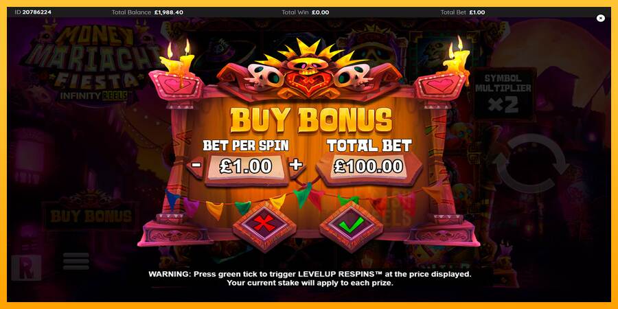 Money Mariachi Fiesta Infinity Reels macchina da gioco per soldi, immagine 4