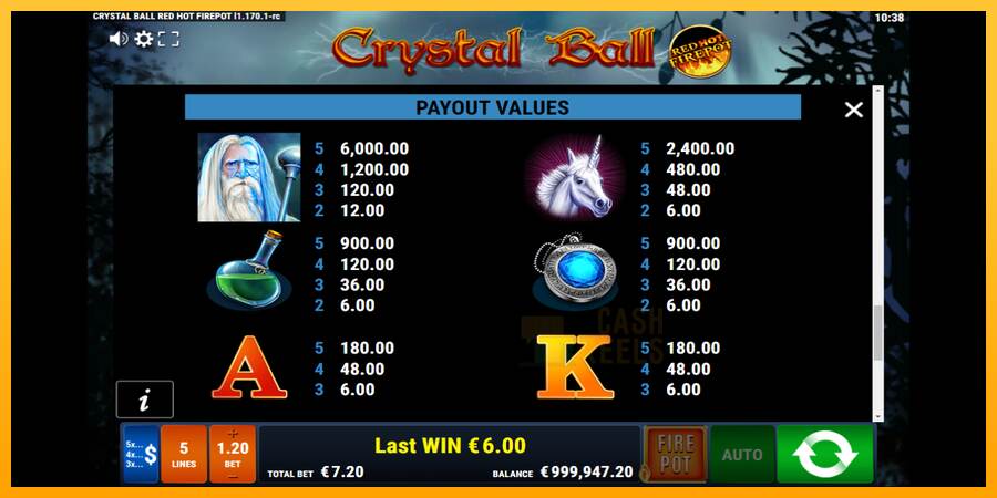 Crystal Ball Red Hot Firepot macchina da gioco per soldi, immagine 5