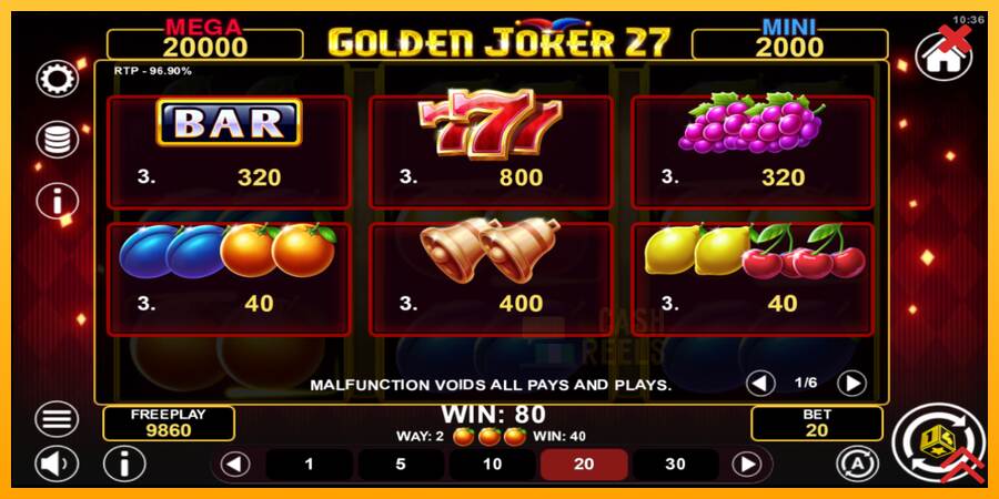 Golden Joker 27 Hold & Win macchina da gioco per soldi, immagine 5